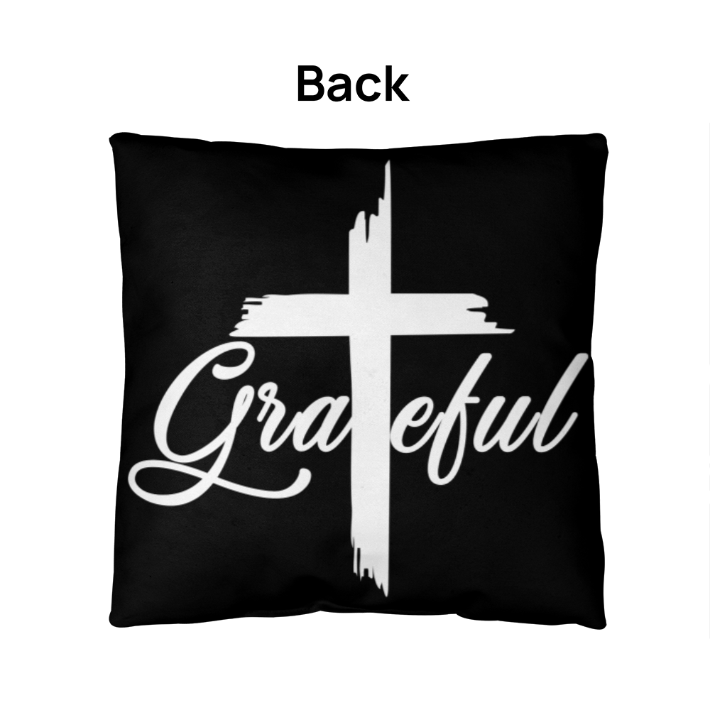 Grateful (White) - Classic Pillow - Gift for Her - Gift for Him
