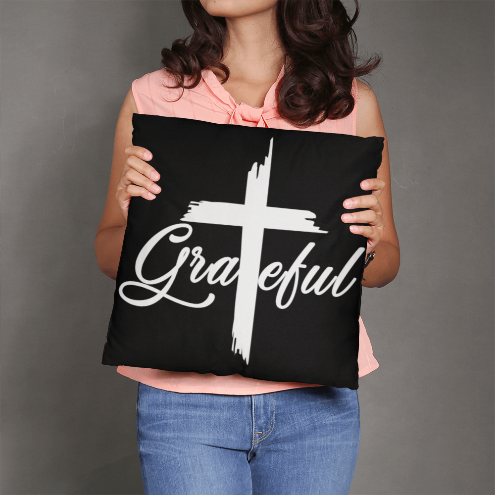 Grateful (White) - Classic Pillow - Gift for Her - Gift for Him