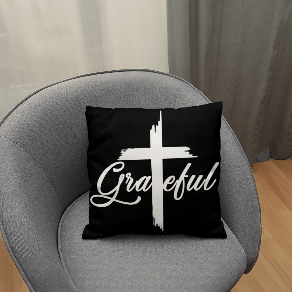 Grateful (White) - Classic Pillow - Gift for Her - Gift for Him