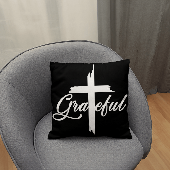 Grateful (White) Classic Pillow – Gift for Her - Gift for Him