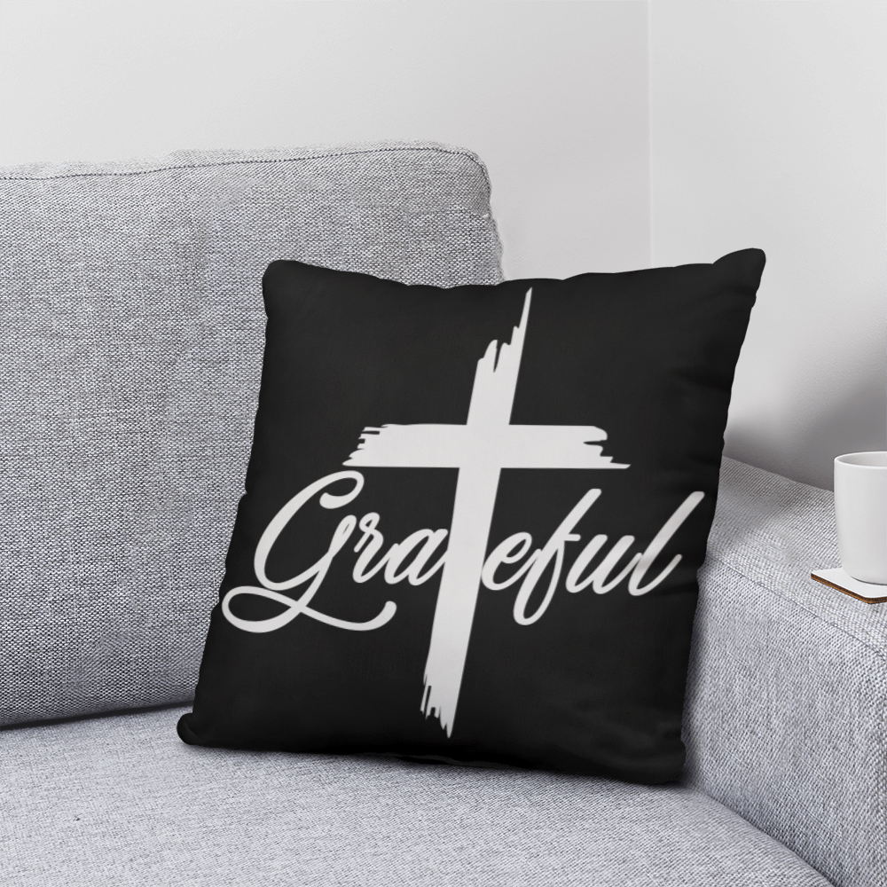 Grateful (White) - Classic Pillow - Gift for Her - Gift for Him