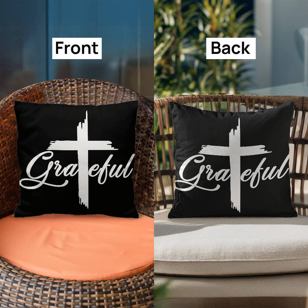 Grateful (White) - Classic Pillow - Gift for Her - Gift for Him