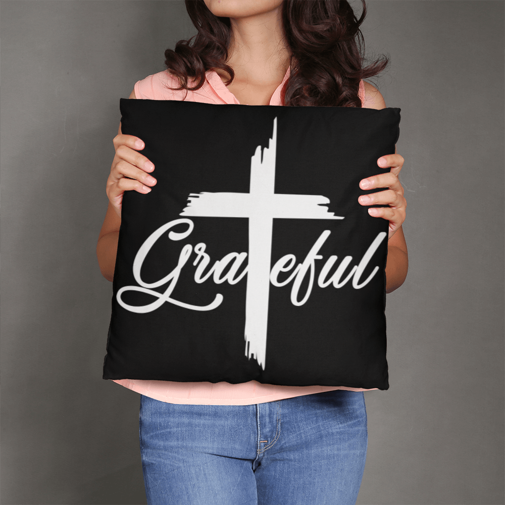 Grateful (White) - Classic Pillow - Gift for Her - Gift for Him