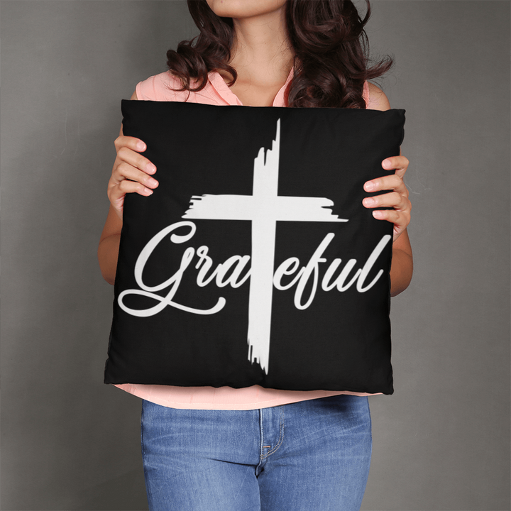 Grateful (White) Classic Pillow – Gift for Her - Gift for Him