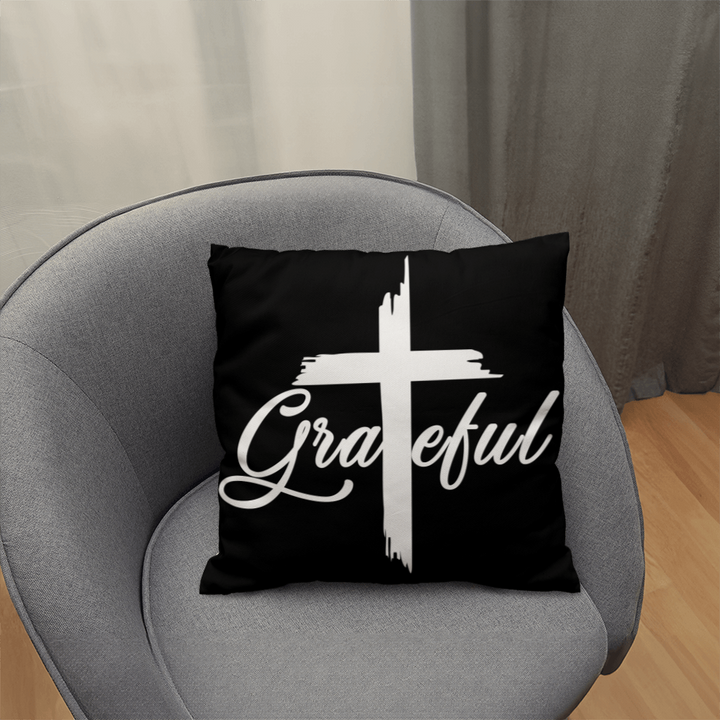 Grateful (White) Classic Pillow – Gift for Her - Gift for Him
