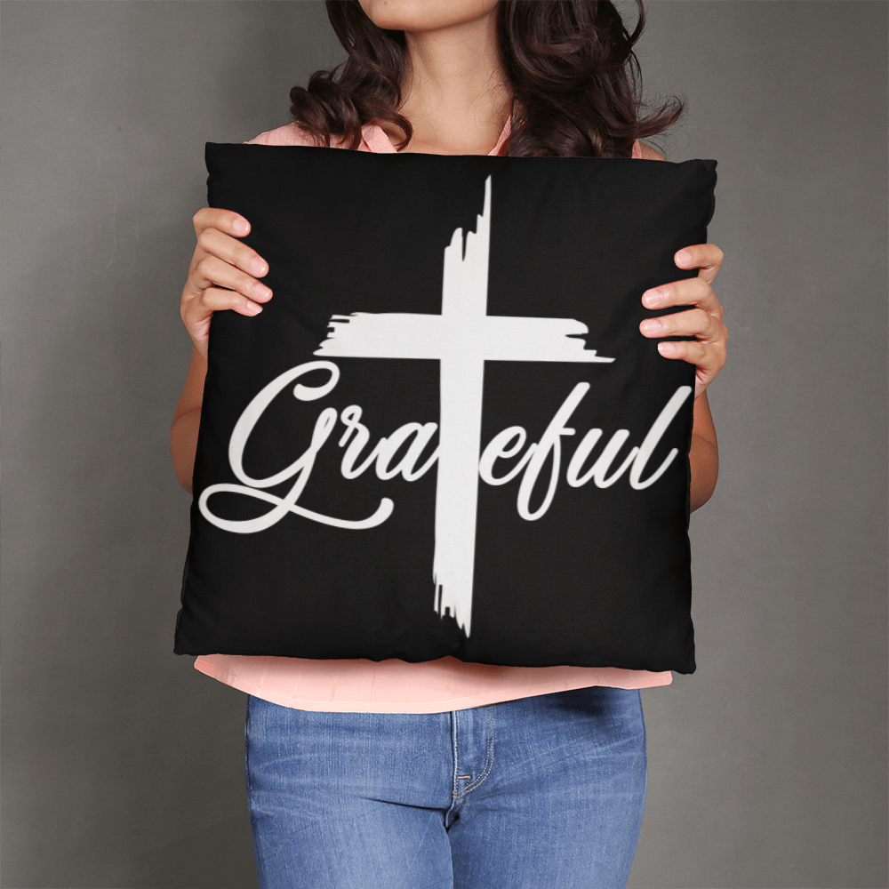 Grateful (White) - Classic Pillow - Gift for Her - Gift for Him