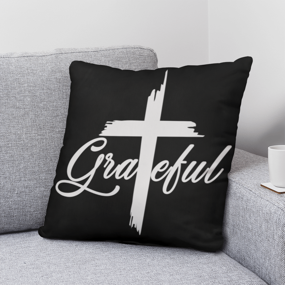 Grateful (White) - Classic Pillow - Gift for Her - Gift for Him