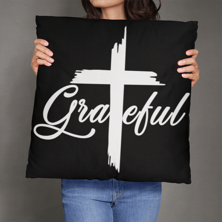 Grateful (White) Classic Pillow – Gift for Her - Gift for Him