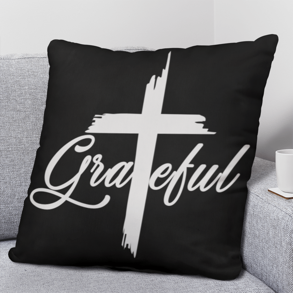 Grateful (White) - Classic Pillow - Gift for Her - Gift for Him