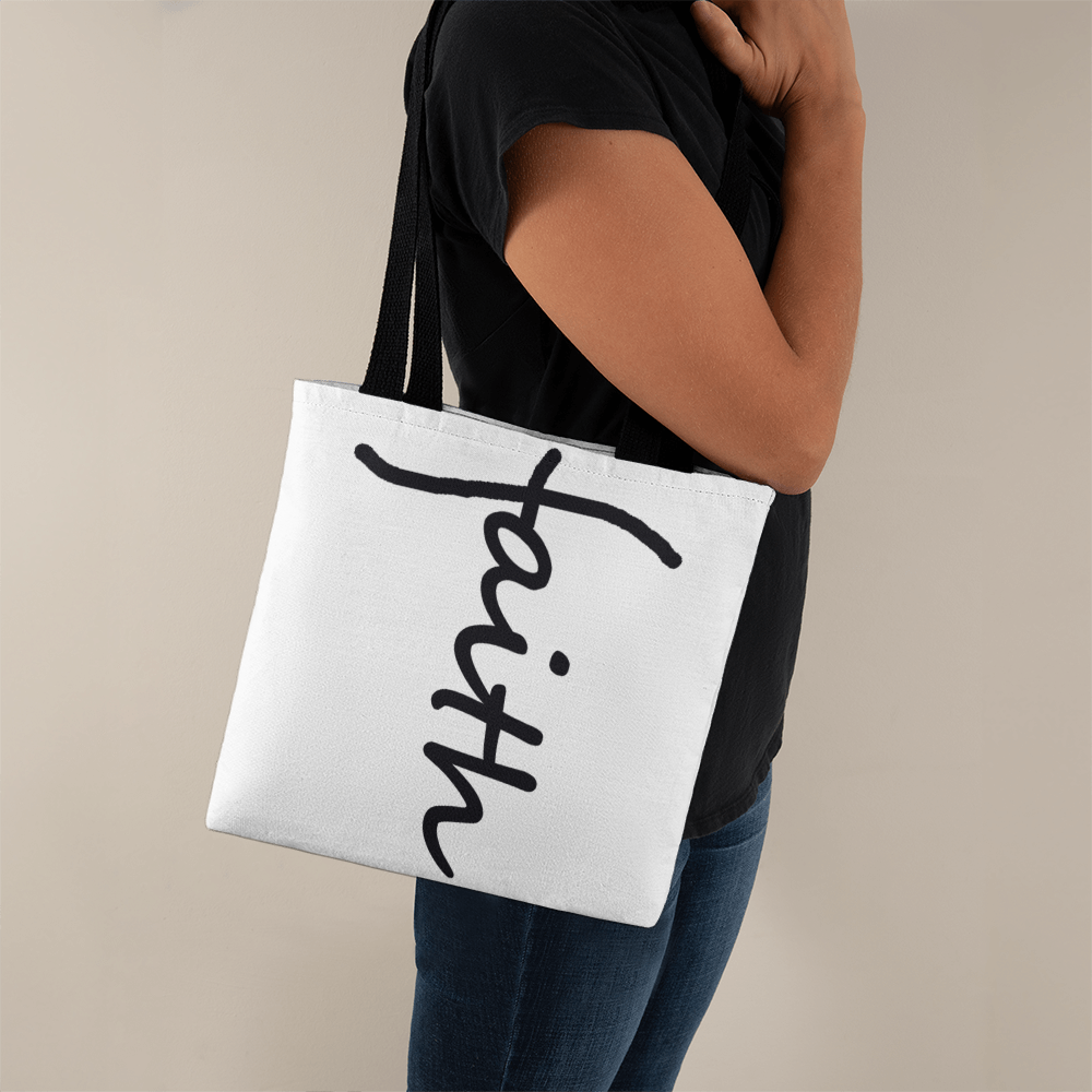 Faith (Black) Tote Bag – Gift for Her - Gift for Him