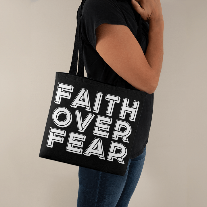 Faith Over Fear (White) – Classic Tote Bag – Gift for Her - Gift for Him