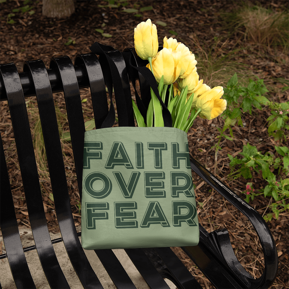 Faith Over Fear (Green) Classic Tote Bag – Gift for Her - Gift for Him