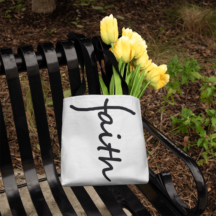 Faith (Black) Tote Bag – Gift for Her - Gift for Him