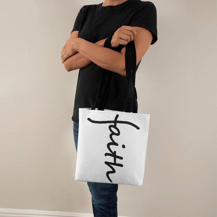 Faith (Black) Tote Bag – Gift for Her - Gift for Him