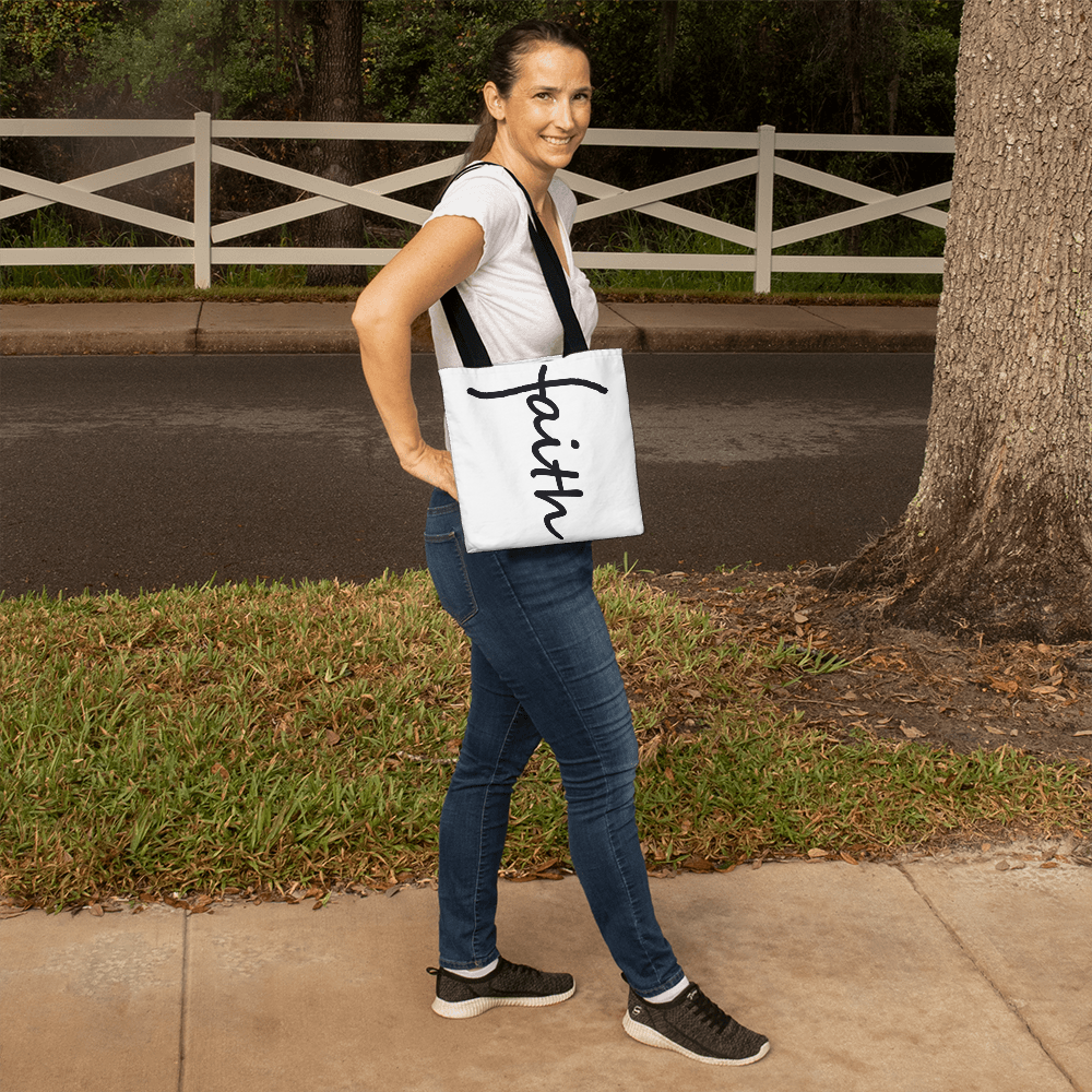 Faith (Black) Tote Bag – Gift for Her - Gift for Him