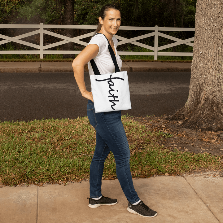 Faith (Black) Tote Bag – Gift for Her - Gift for Him