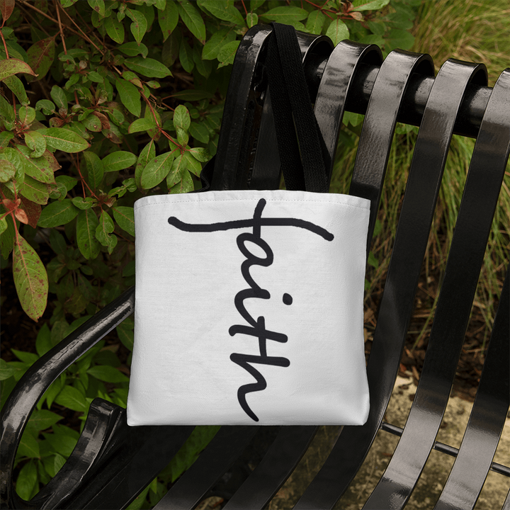 Faith (Black) Tote Bag – Gift for Her - Gift for Him