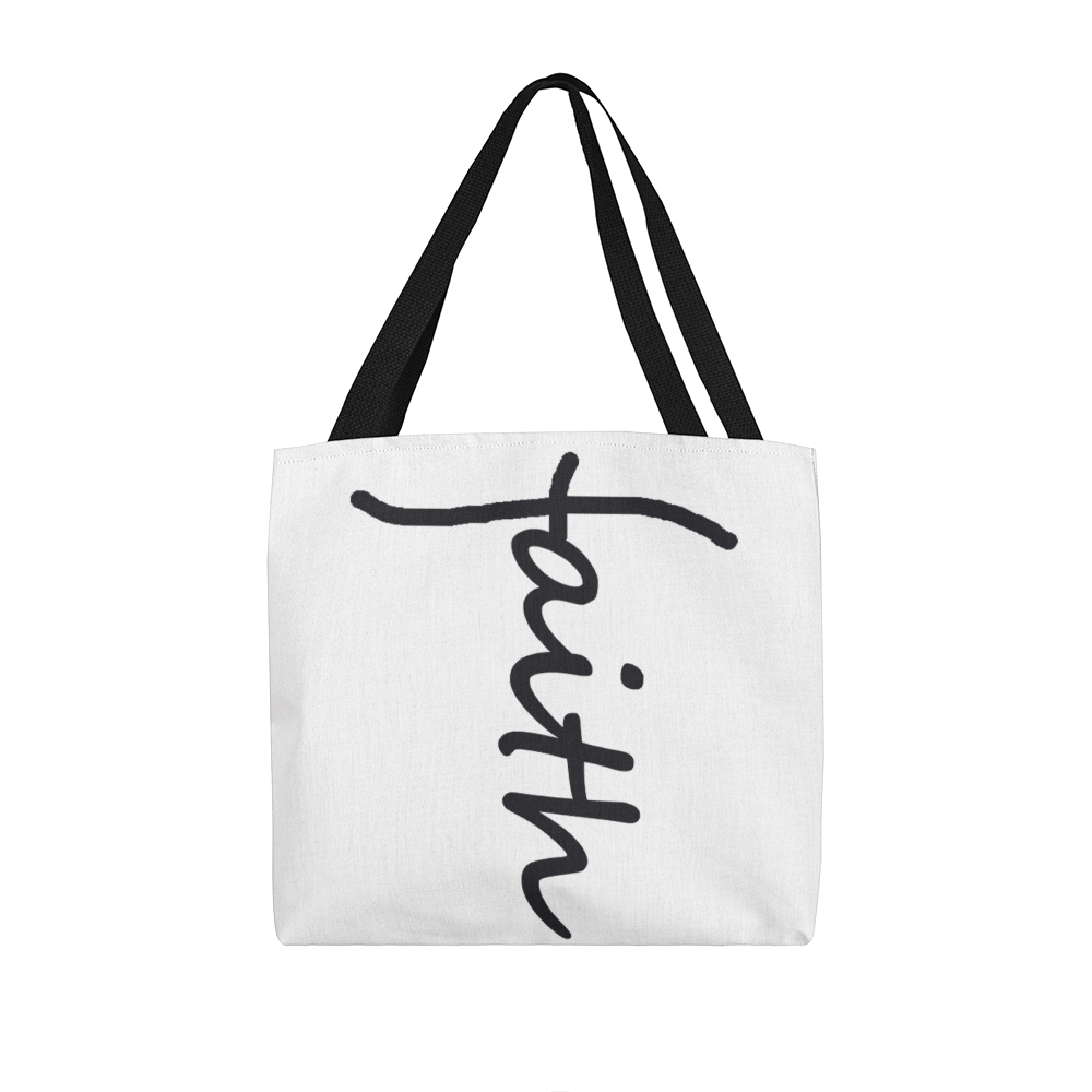 Faith (Black) Tote Bag – Gift for Her - Gift for Him