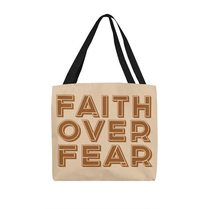 Faith Over Fear (Brown) Classic Tote Bag – Gift for Her - Gift for Him