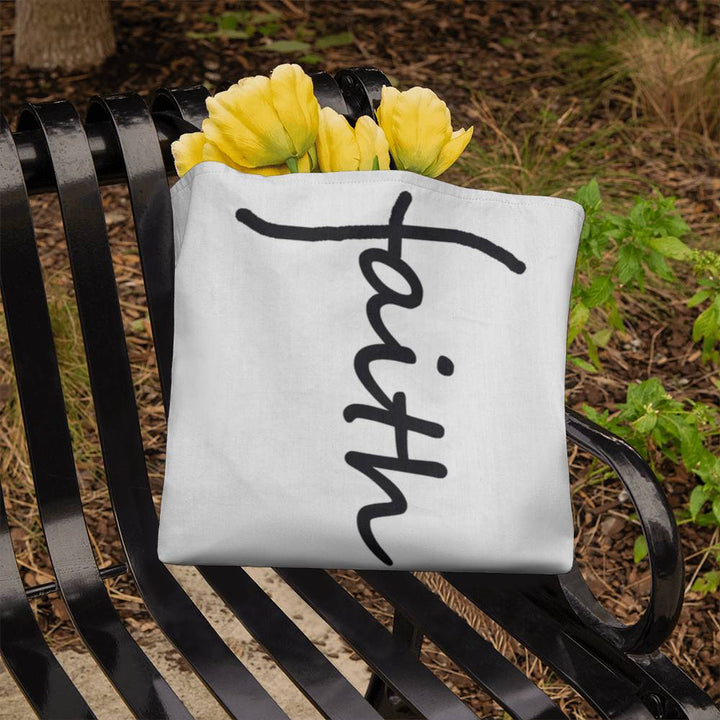 Faith (Black) Tote Bag – Gift for Her - Gift for Him