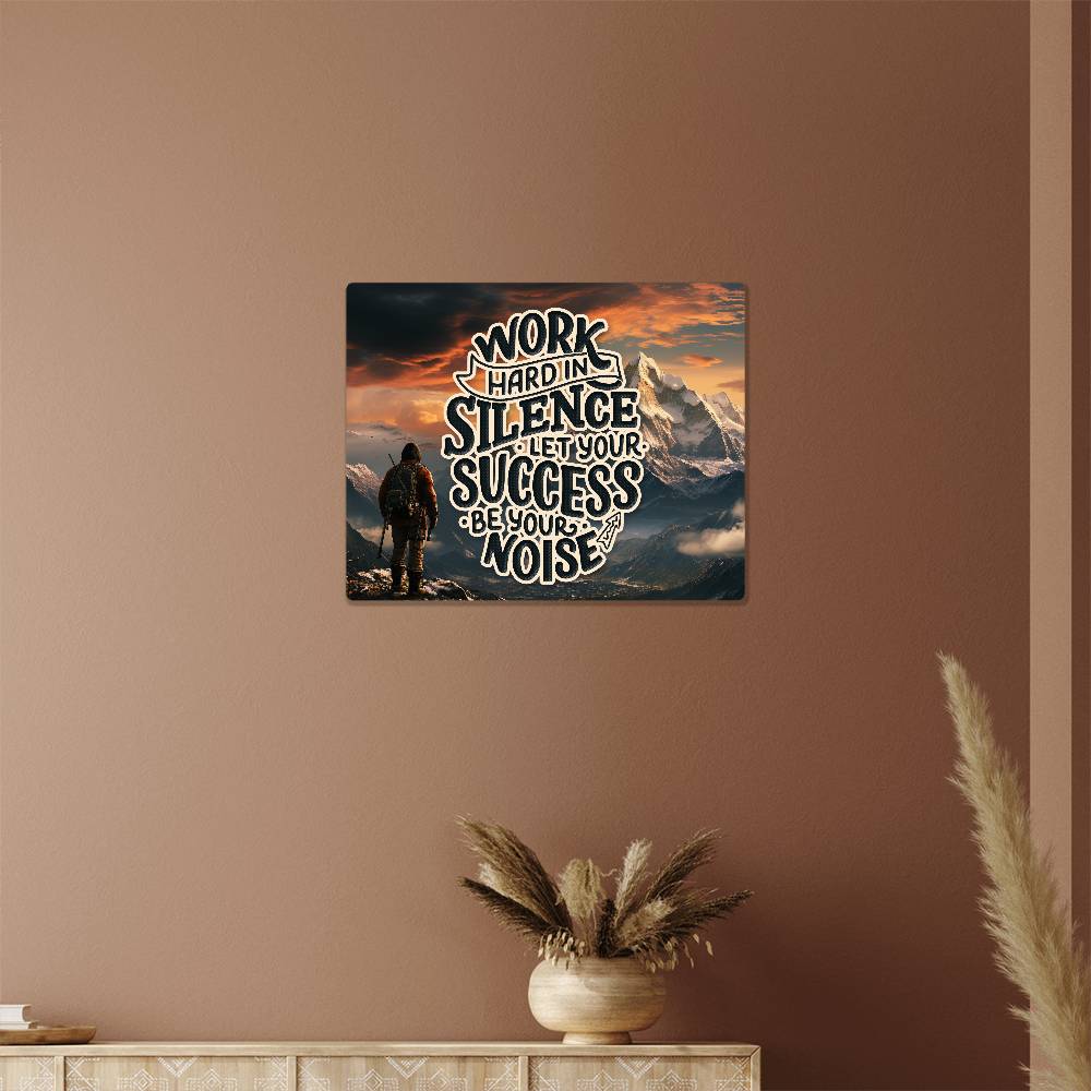 Work Hard In Silence Let Your Success Be Your Noise - High Gloss Metal Art Print (5:4) Horizontal - Gift for Her - Gift for Him