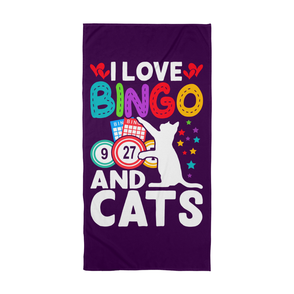 I Love Bingo And Cats - Bath Towel - Gift for Her - Gift for Him