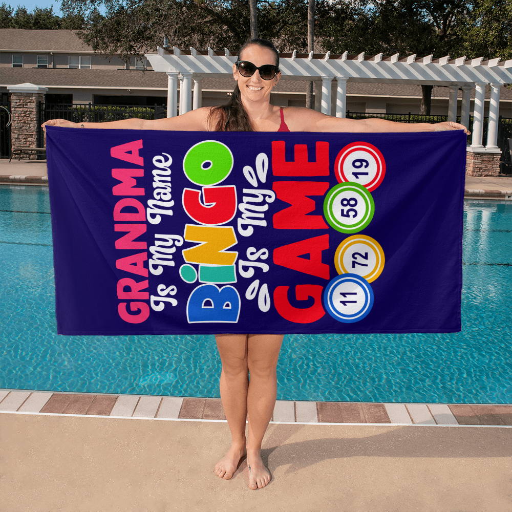 Grandma Is My Name Bingo Is My Game - Bath Towel - Gift for Her - Gift for Him