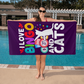 I Love Bingo And Cats - Bath Towel - Gift for Her - Gift for Him