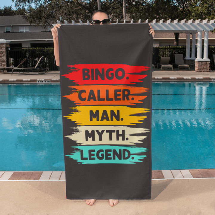 Bingo. Caller. Man. Myth. Legend. Bath Towel – Gift for Him