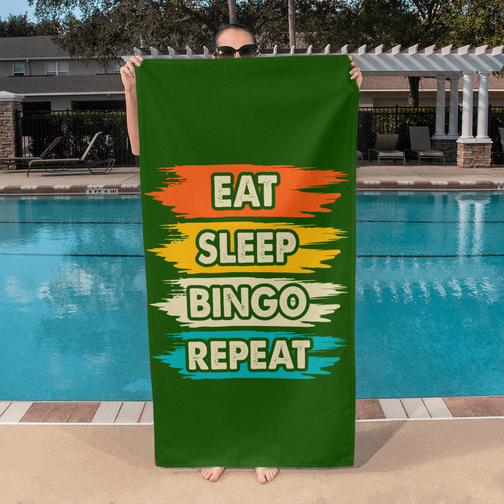 Eat Sleep Bingo Repeat Bath Towel – Gift for Her - Gift for Him