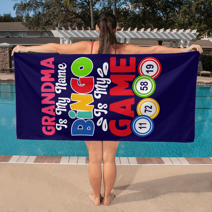 Grandma Is My Name Bingo Is My Game Bath Towel – Gift for Her - Gift for Him