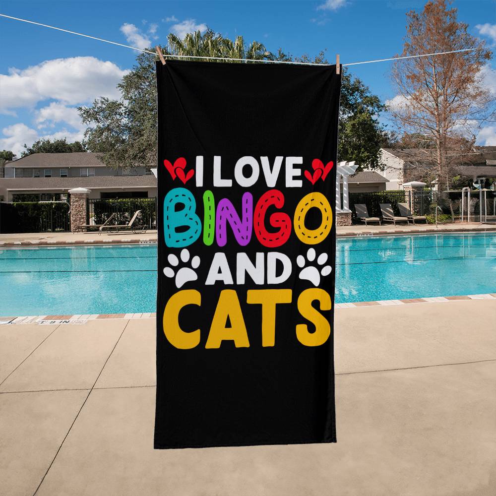 I Love Bingo And Cats - Bath Towel - Gift for Her - Gift for Him