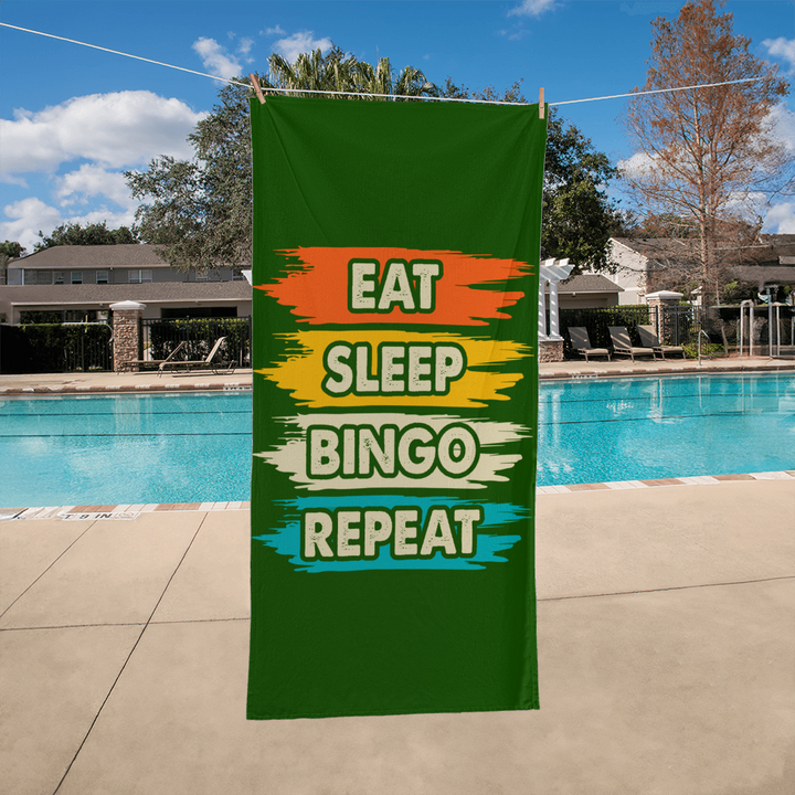 Eat Sleep Bingo Repeat Bath Towel – Gift for Her - Gift for Him