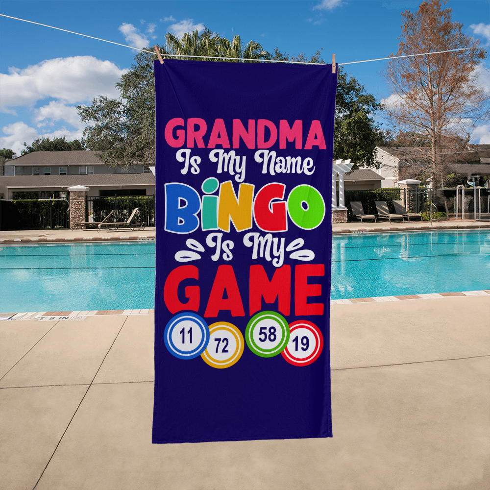 Grandma Is My Name Bingo Is My Game - Bath Towel - Gift for Her - Gift for Him