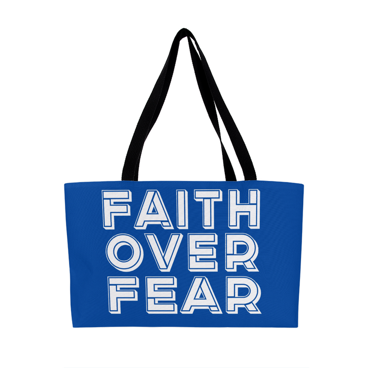 Faith Over Fear (White) Weekender Tote Bag – Gift for Her - Gift for Him