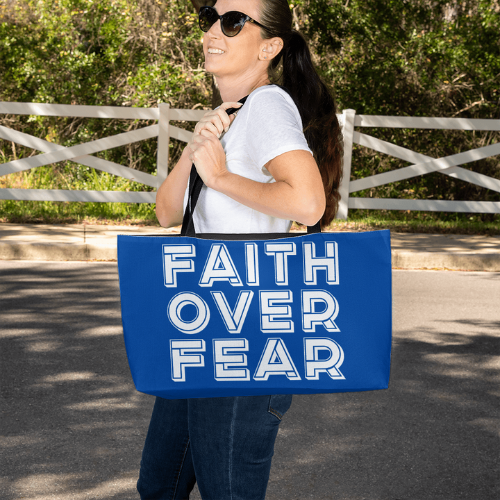 Faith Over Fear (White) Weekender Tote Bag – Gift for Her - Gift for Him
