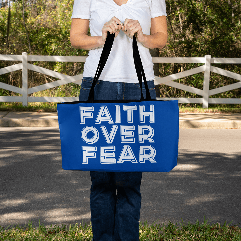 Faith Over Fear (White) - Weekender Tote Bag - Gift for Her - Gift for Him