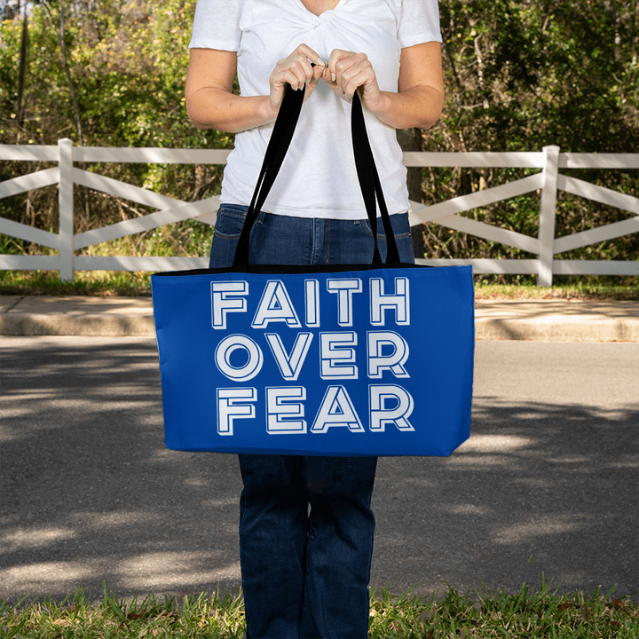 Faith Over Fear (White) Weekender Tote Bag – Gift for Her - Gift for Him