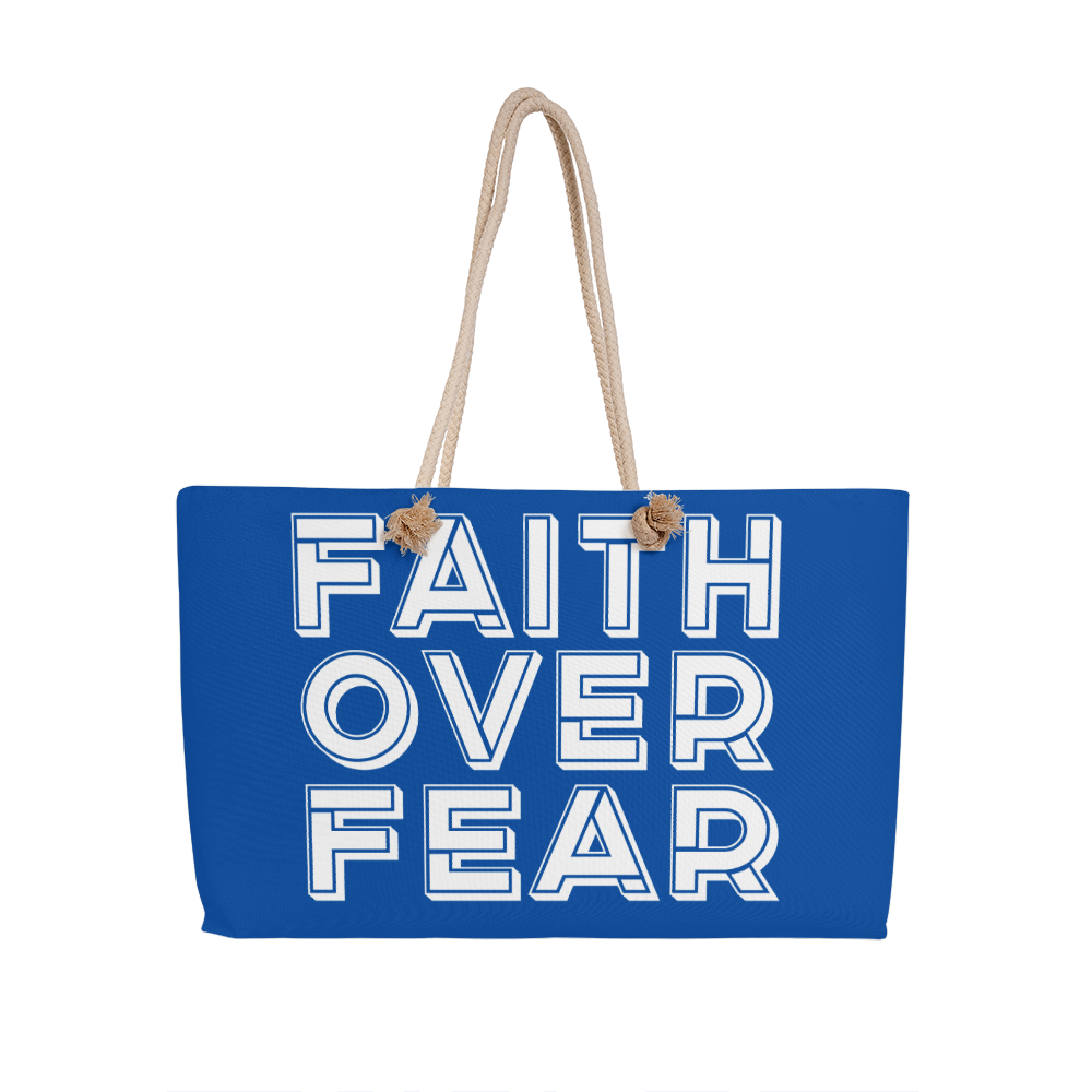 Faith Over Fear (White) - Weekender Tote Bag - Gift for Her - Gift for Him