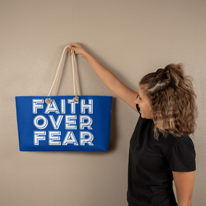 Faith Over Fear (White) Weekender Tote Bag – Gift for Her - Gift for Him