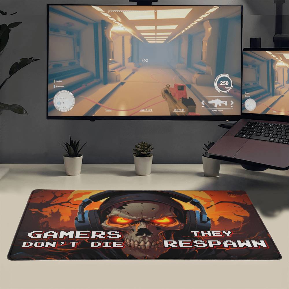 Gamers Don't Die They Respawn - Gaming Mat - Gift for Her - Gift for Him