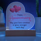 Happy Anniversary, May Your Love Continue To Grow Stronger Each Day! - Acrylic Heart & Sweetest Devotion Flower Bouquet - Gift for Wife