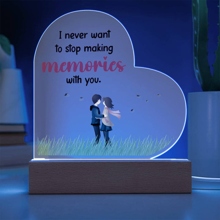 I Never Want To Stop Making Memories With You - Acrylic Heart &amp; Sweetest Devotion Flower Bouquet – Gift for Wife – Gift for Girlfriend