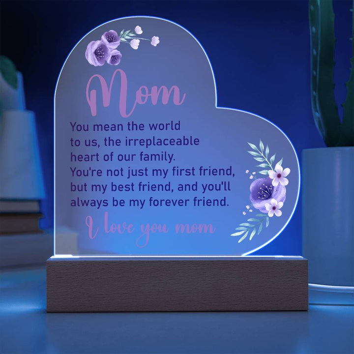 Mom, You Mean The World To Us - Acrylic Heart &amp; Sweetest Devotion Flower Bouquet – Gift for Mom