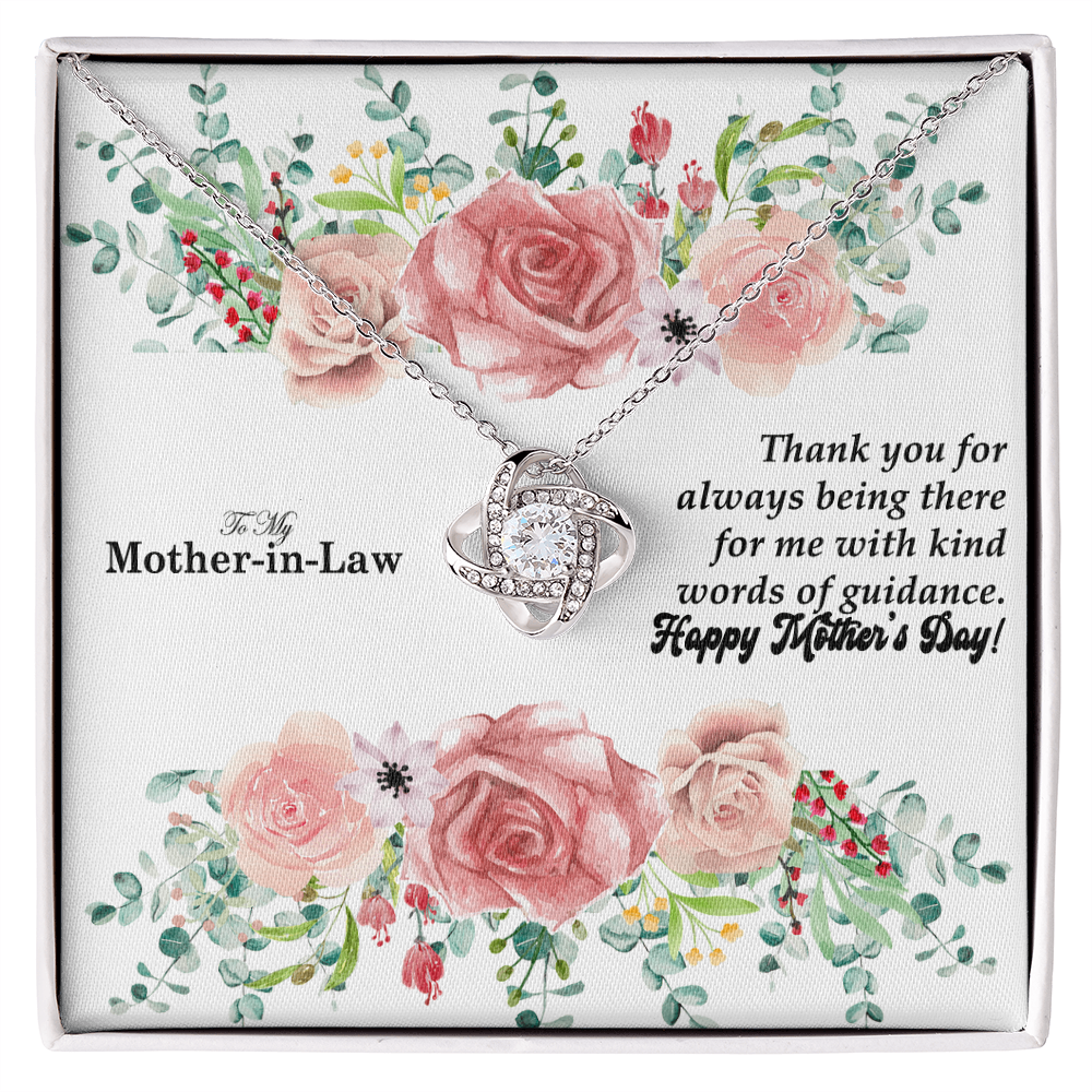 To My Mother-In-Law, Thank You For Always Being There - Happy Mother's Day - Love Knot Necklace & Sweetest Devotion Flower Bouquet - Gift for Mom