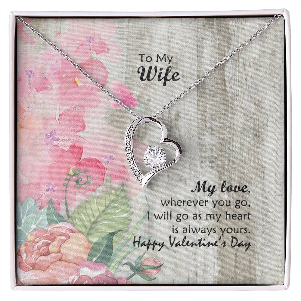 My Love, Wherever You Go, I Will Go - Forever Love Necklace & Sweetest Devotion Flower Bouquet - Gift for Wife