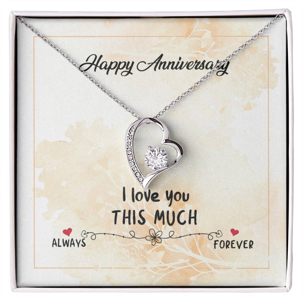 Happy Anniversary, I Love You This Much - Forever Love Necklace &amp; Sweetest Devotion Flower Bouquet – Gift for Wife