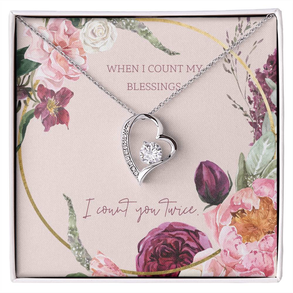 When I Count My Blessings, I Count You Twice - Forever Love Necklace & Sweetest Devotion Flower Bouquet - Gift for Wife - Gift for Girlfriend