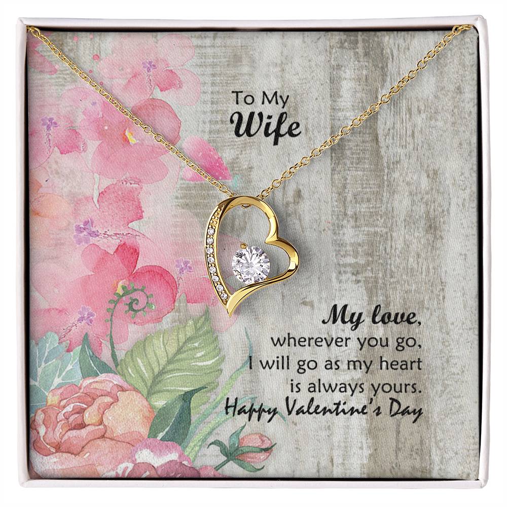 My Love, Wherever You Go, I Will Go - Forever Love Necklace &amp; Sweetest Devotion Flower Bouquet – Gift for Wife