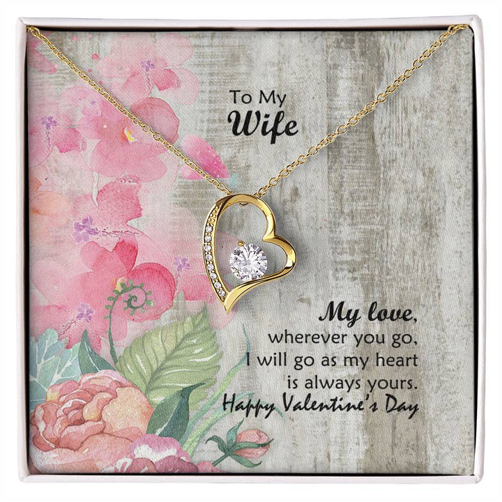 My Love, Wherever You Go, I Will Go - Forever Love Necklace &amp; Sweetest Devotion Flower Bouquet – Gift for Wife